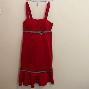 Red empire waist vintage dress.